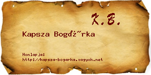 Kapsza Bogárka névjegykártya
